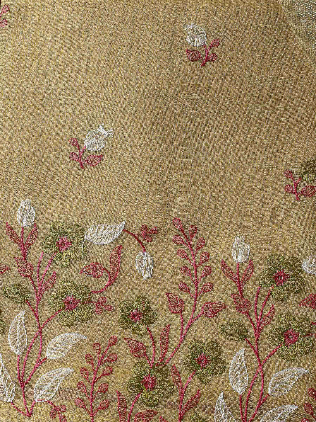 Mustard Woven Design Cotton Blend Unstitched Dress Material