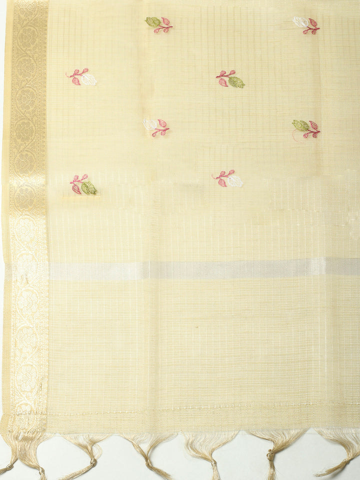 Mustard Woven Design Cotton Blend Unstitched Dress Material