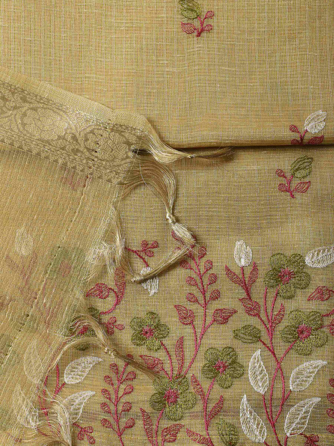 Mustard Woven Design Cotton Blend Unstitched Dress Material