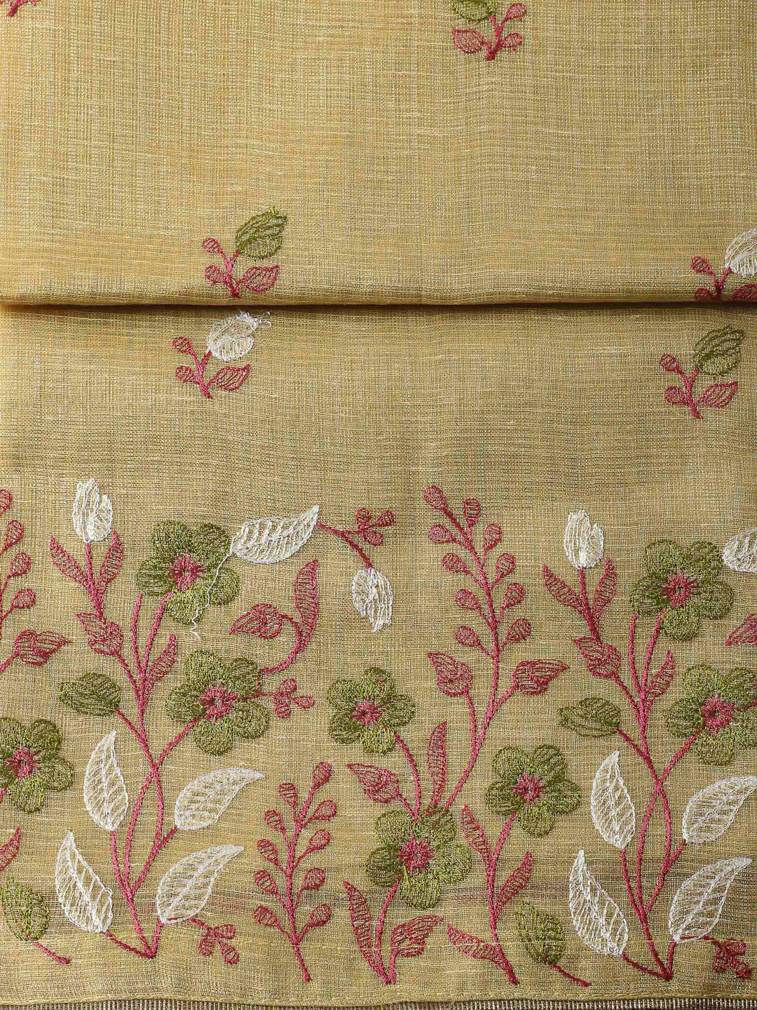 Mustard Woven Design Cotton Blend Unstitched Dress Material