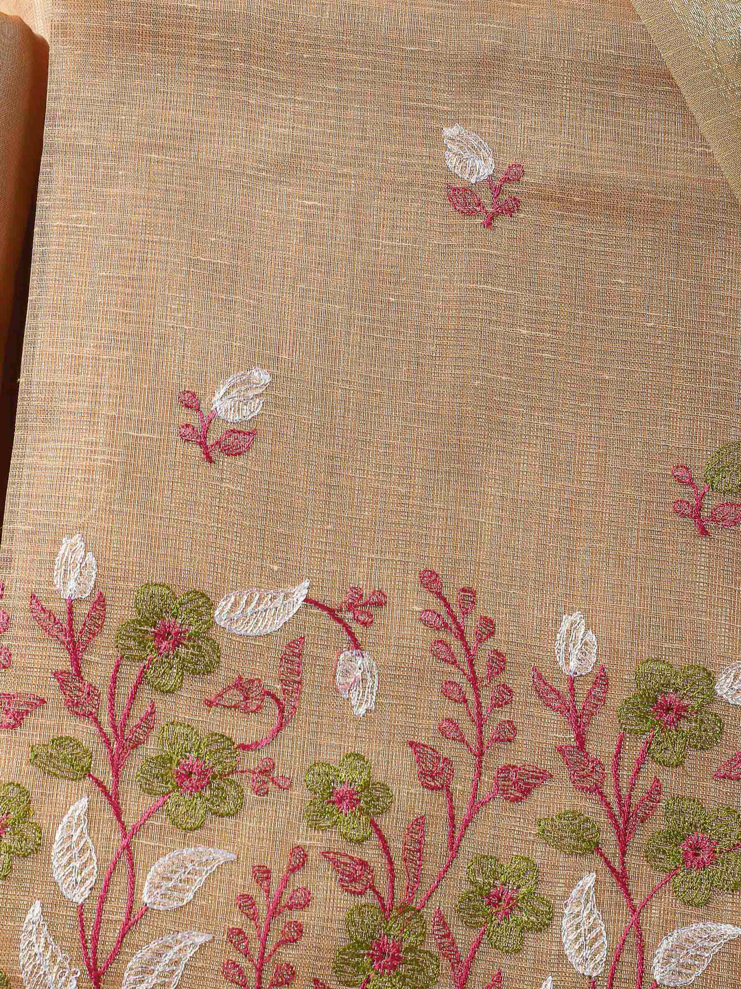 Peach Woven Design Cotton Blend Unstitched Dress Material