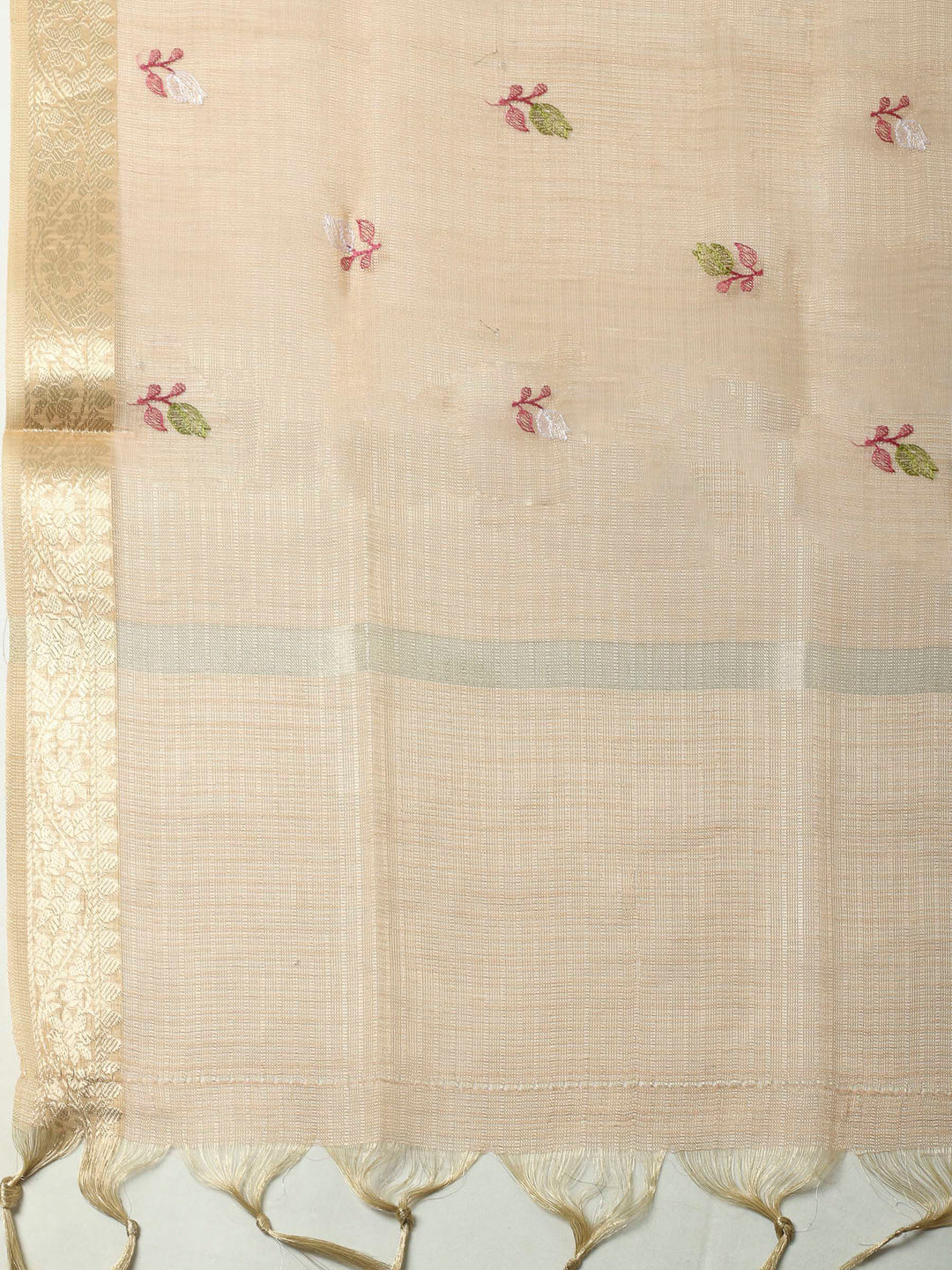 Peach Woven Design Cotton Blend Unstitched Dress Material
