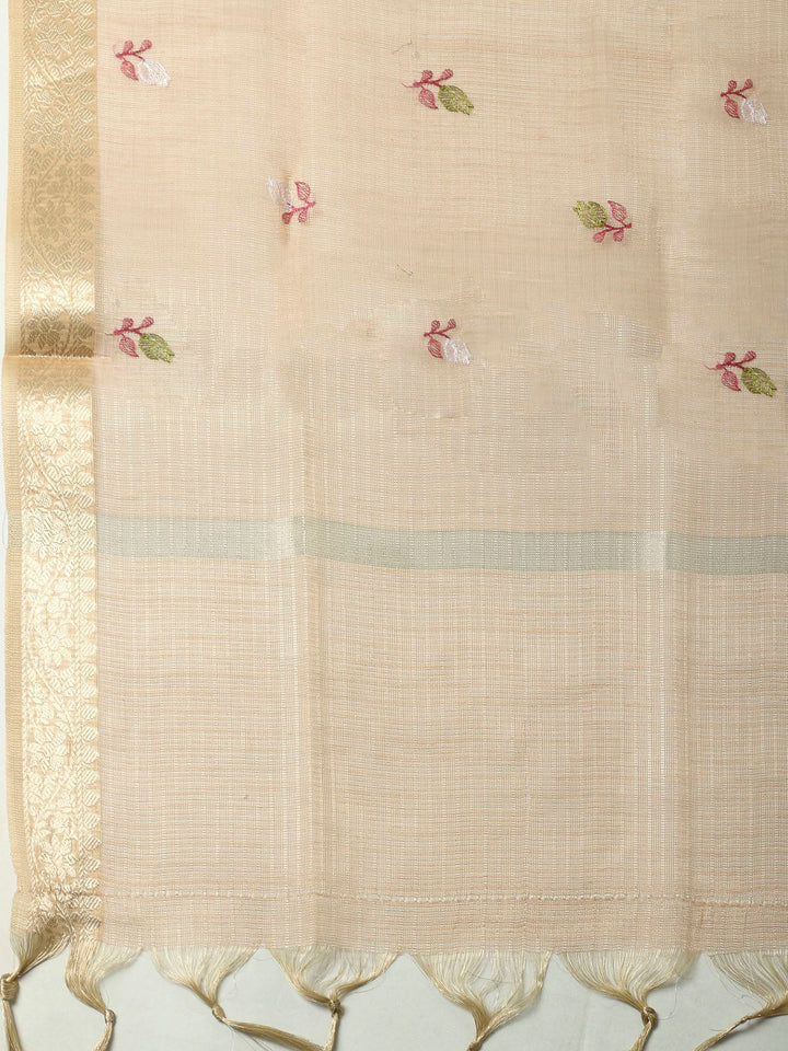 Peach Woven Design Cotton Blend Unstitched Dress Material