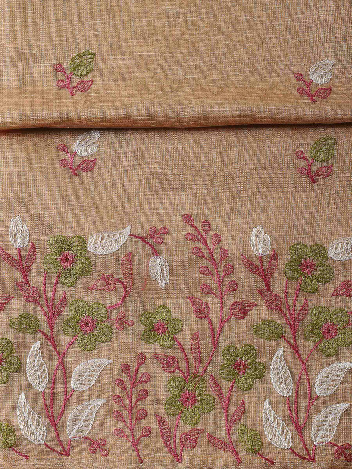 Peach Woven Design Cotton Blend Unstitched Dress Material