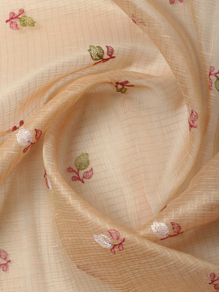 Peach Woven Design Cotton Blend Unstitched Dress Material
