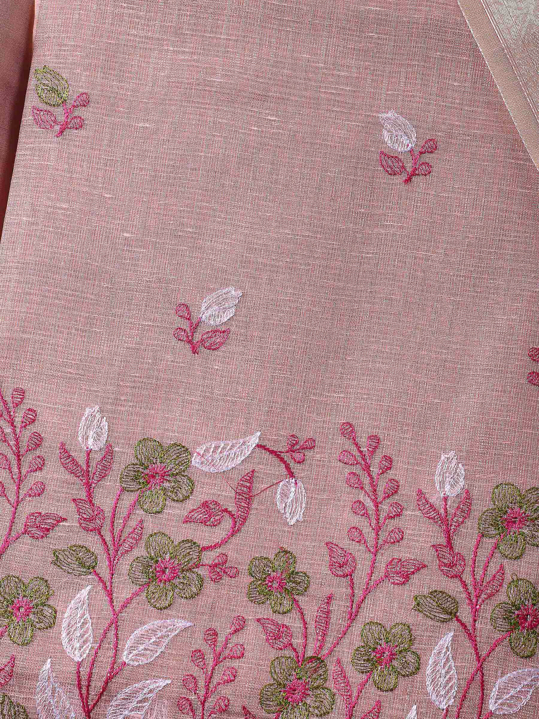 Pink Woven Design Cotton Blend Unstitched Dress Material