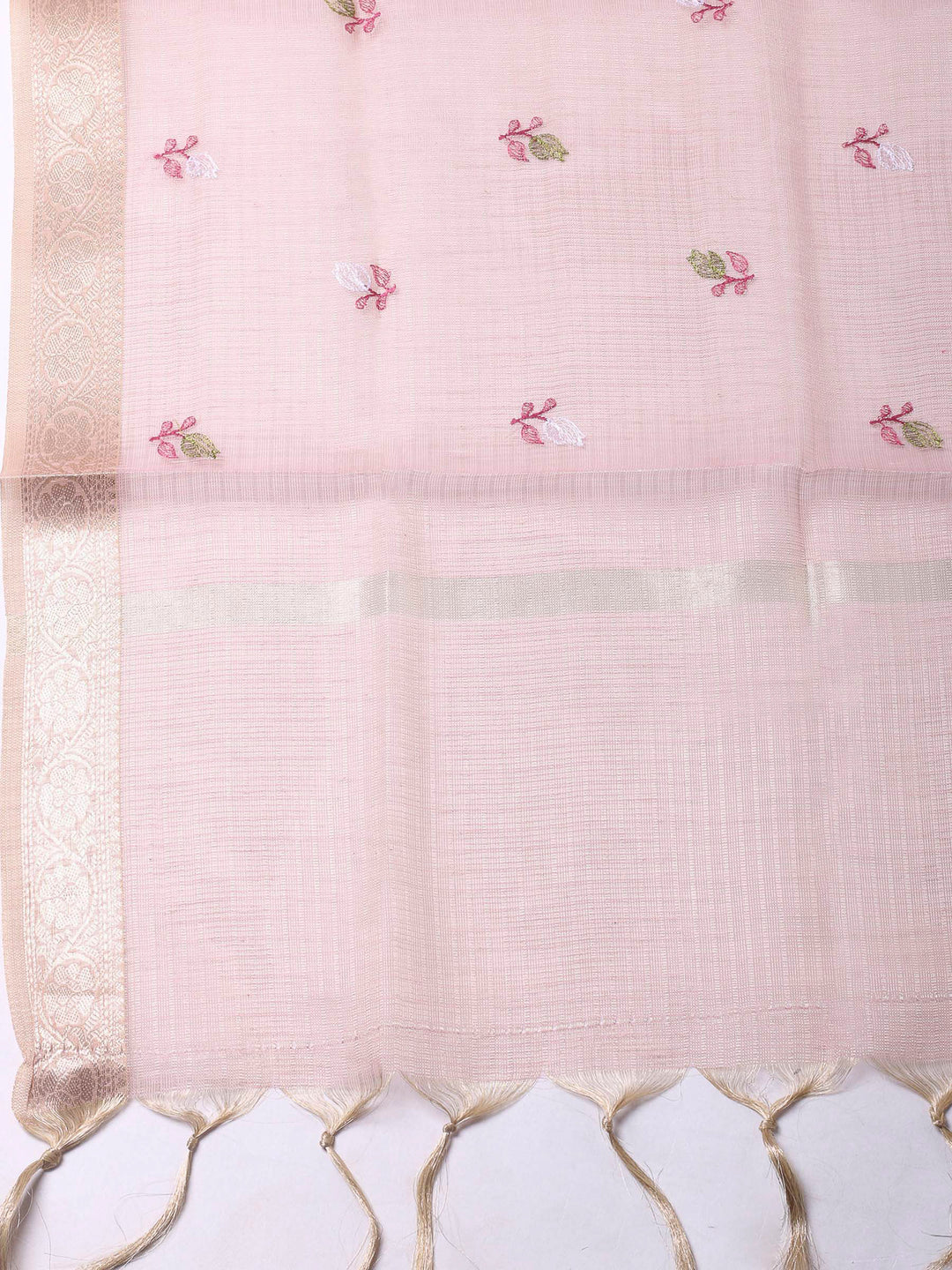 Pink Woven Design Cotton Blend Unstitched Dress Material