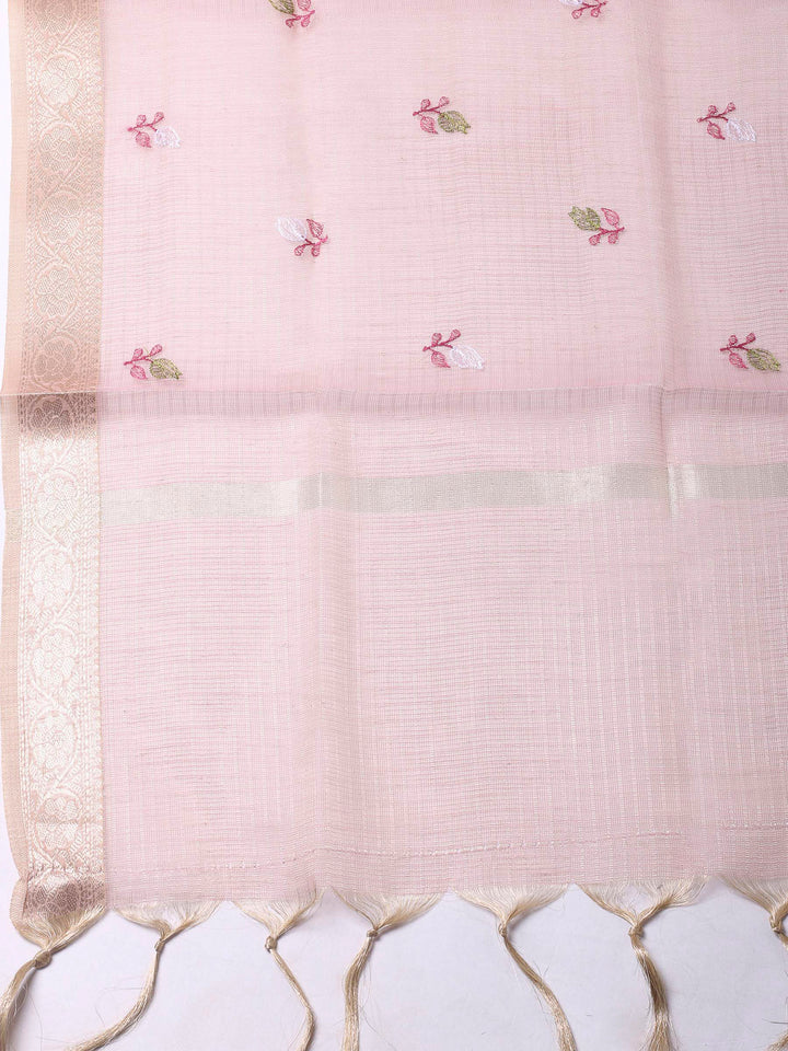 Pink Woven Design Cotton Blend Unstitched Dress Material