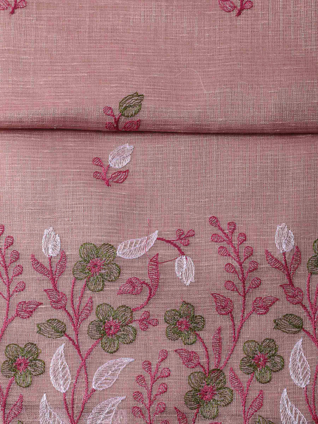 Pink Woven Design Cotton Blend Unstitched Dress Material