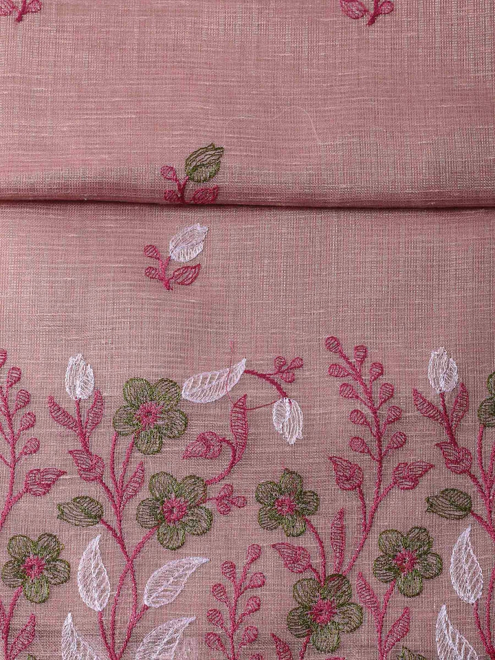 Pink Woven Design Cotton Blend Unstitched Dress Material