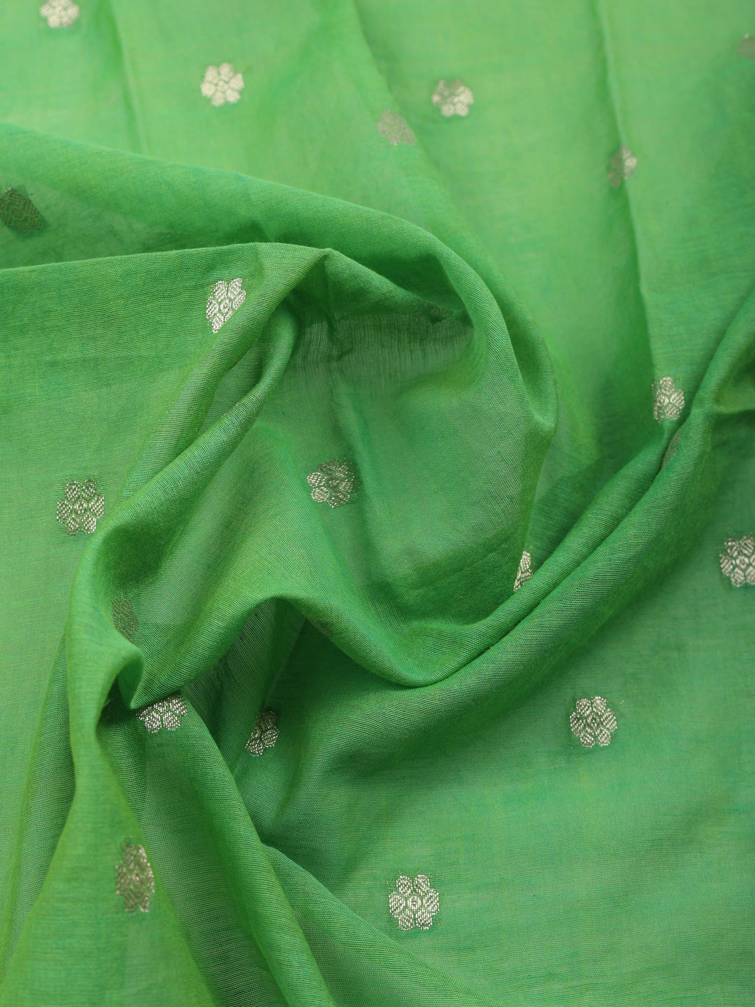 Green Embroidered Chanderi Unstitched Suit &amp; Pant With Chanderi Dupatta