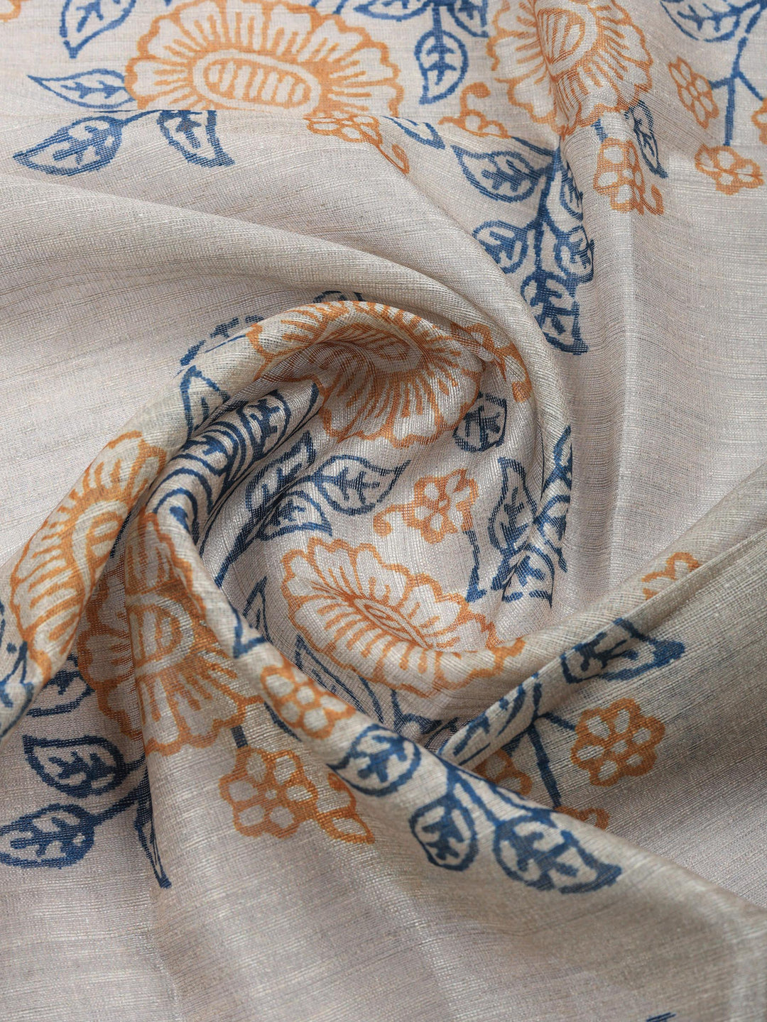 Beige Brown Embroidered Chanderi Unstitched Suit &amp; Pant With Chanderi Dupatta