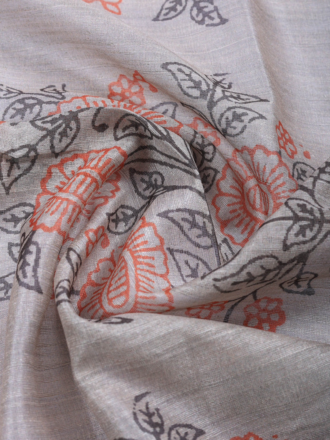 Beige Rust Embroidered Chanderi Unstitched Suit &amp; Pant With Chanderi Dupatta
