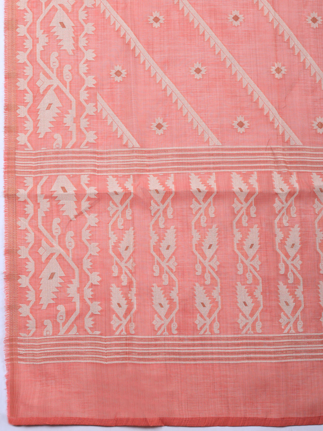 Dull Pink Embroidered Chanderi Unstitched Suit &amp; Pant With Chanderi Dupatta