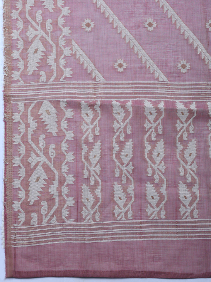 Lavender Embroidered Chanderi Unstitched Suit &amp; Pant With Chanderi Dupatta