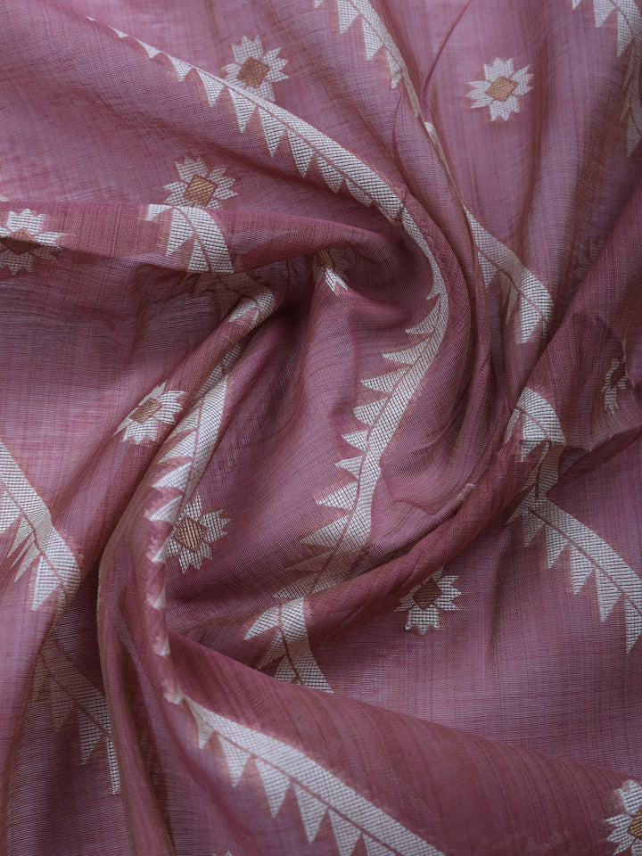 Lavender Embroidered Chanderi Unstitched Suit &amp; Pant With Chanderi Dupatta