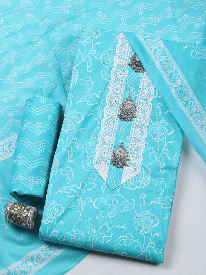 Firozee Printed Cotton Blend Unstitched Dress Material