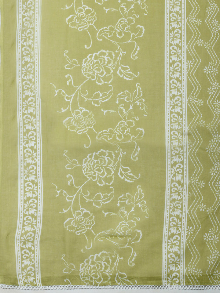 Mehndi Printed Cotton Blend Unstitched Dress Material