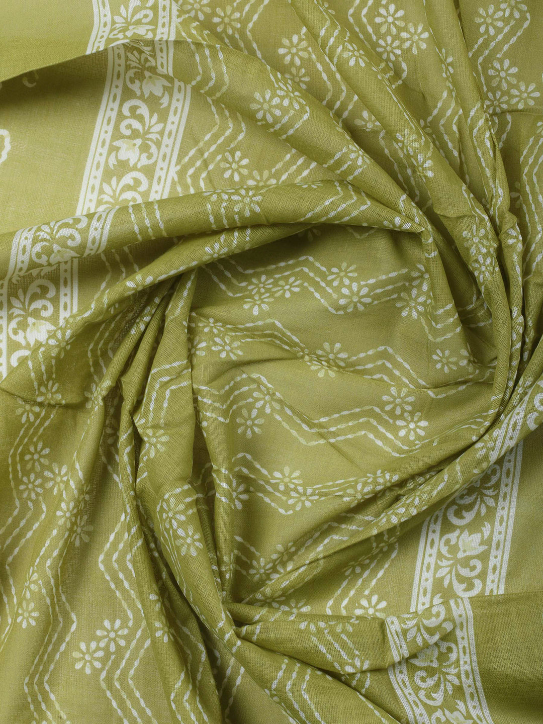 Mehndi Printed Cotton Blend Unstitched Dress Material