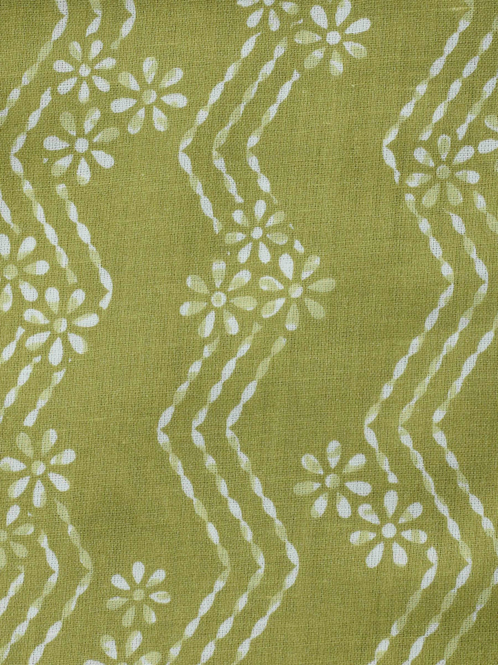 Mehndi Printed Cotton Blend Unstitched Dress Material