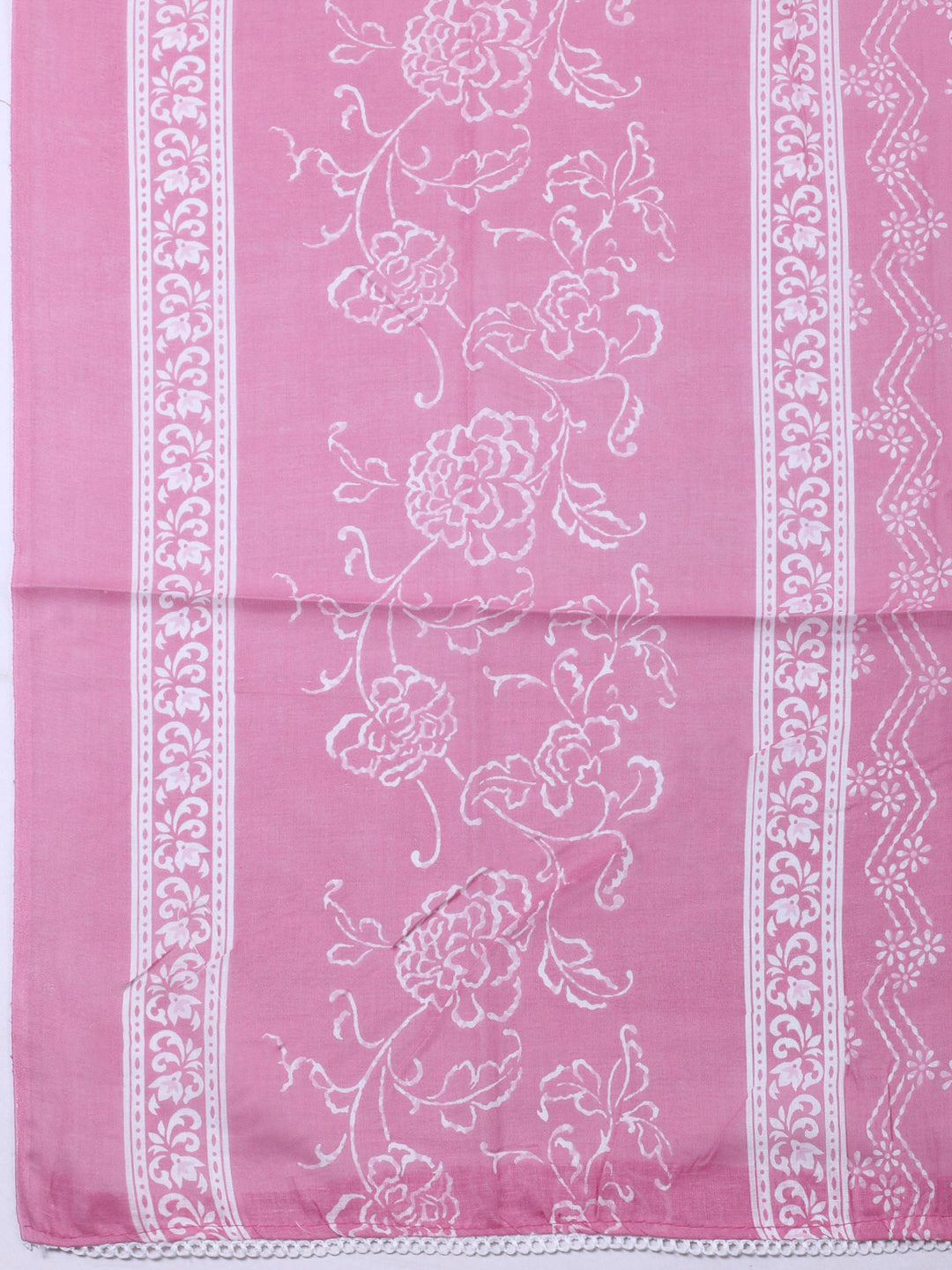 Onion Pink Printed Cotton Blend Unstitched Dress Material