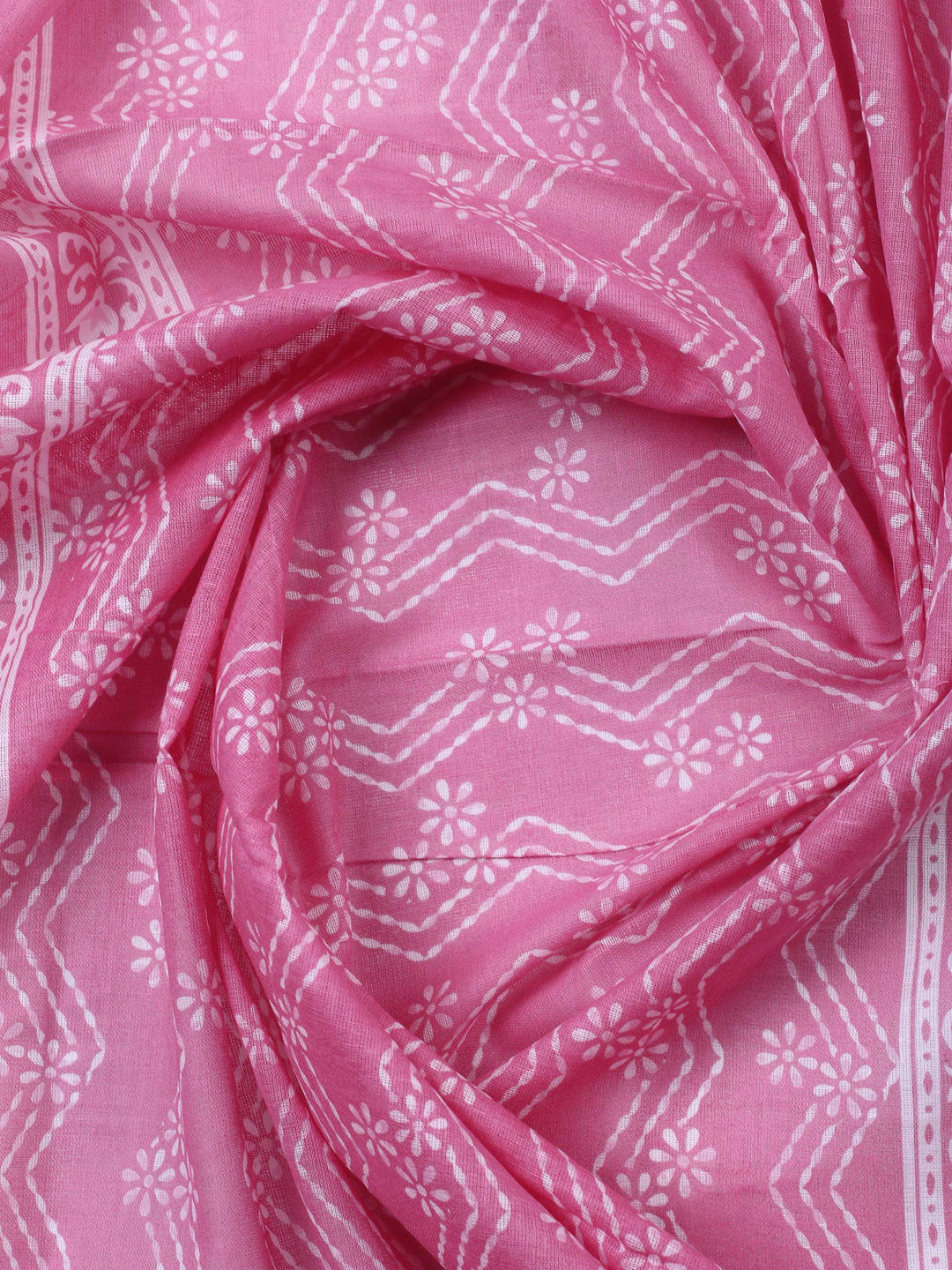 Onion Pink Printed Cotton Blend Unstitched Dress Material