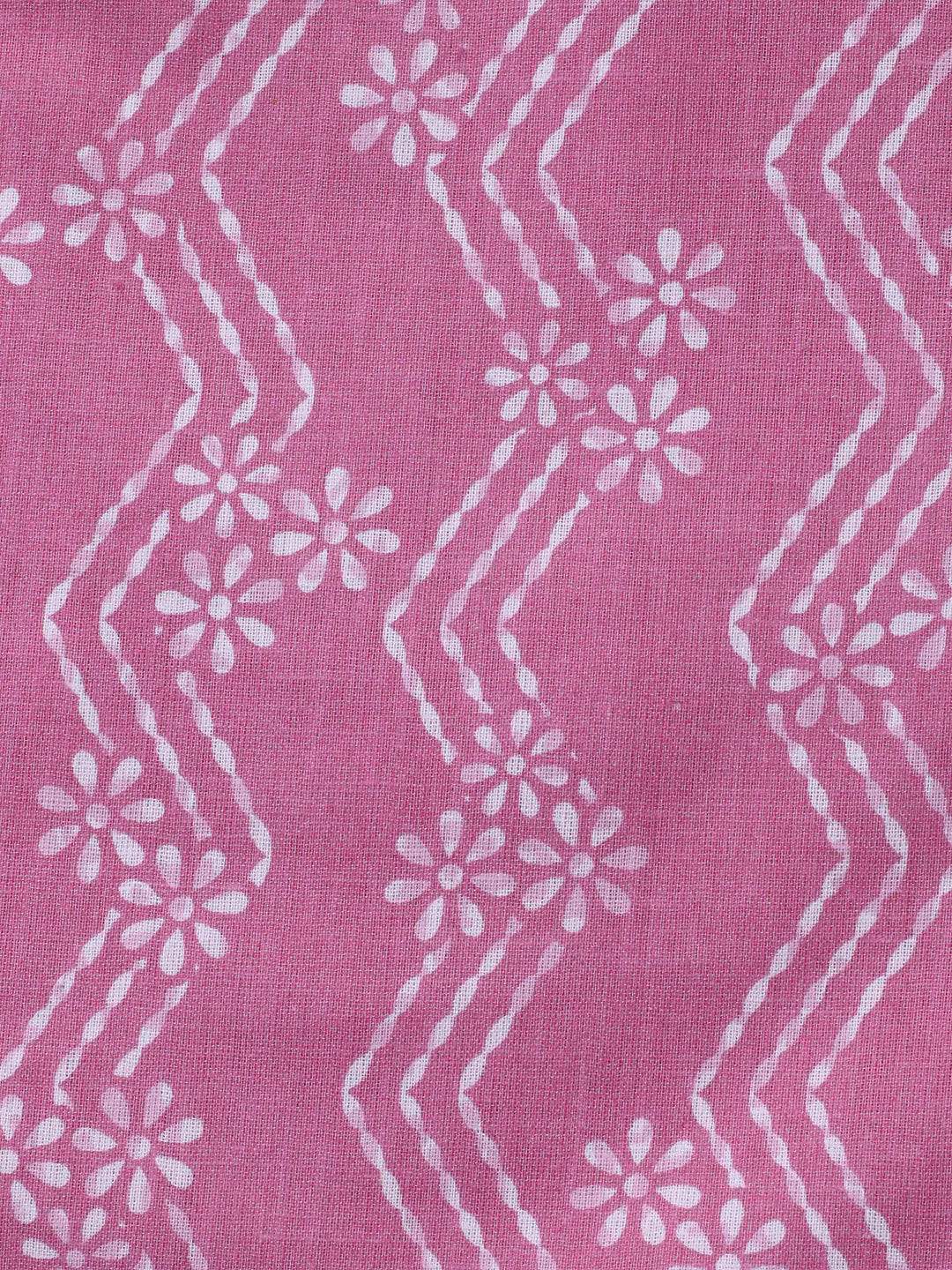 Onion Pink Printed Cotton Blend Unstitched Dress Material