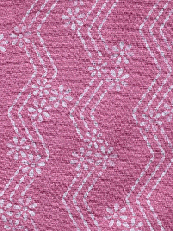 Onion Pink Printed Cotton Blend Unstitched Dress Material
