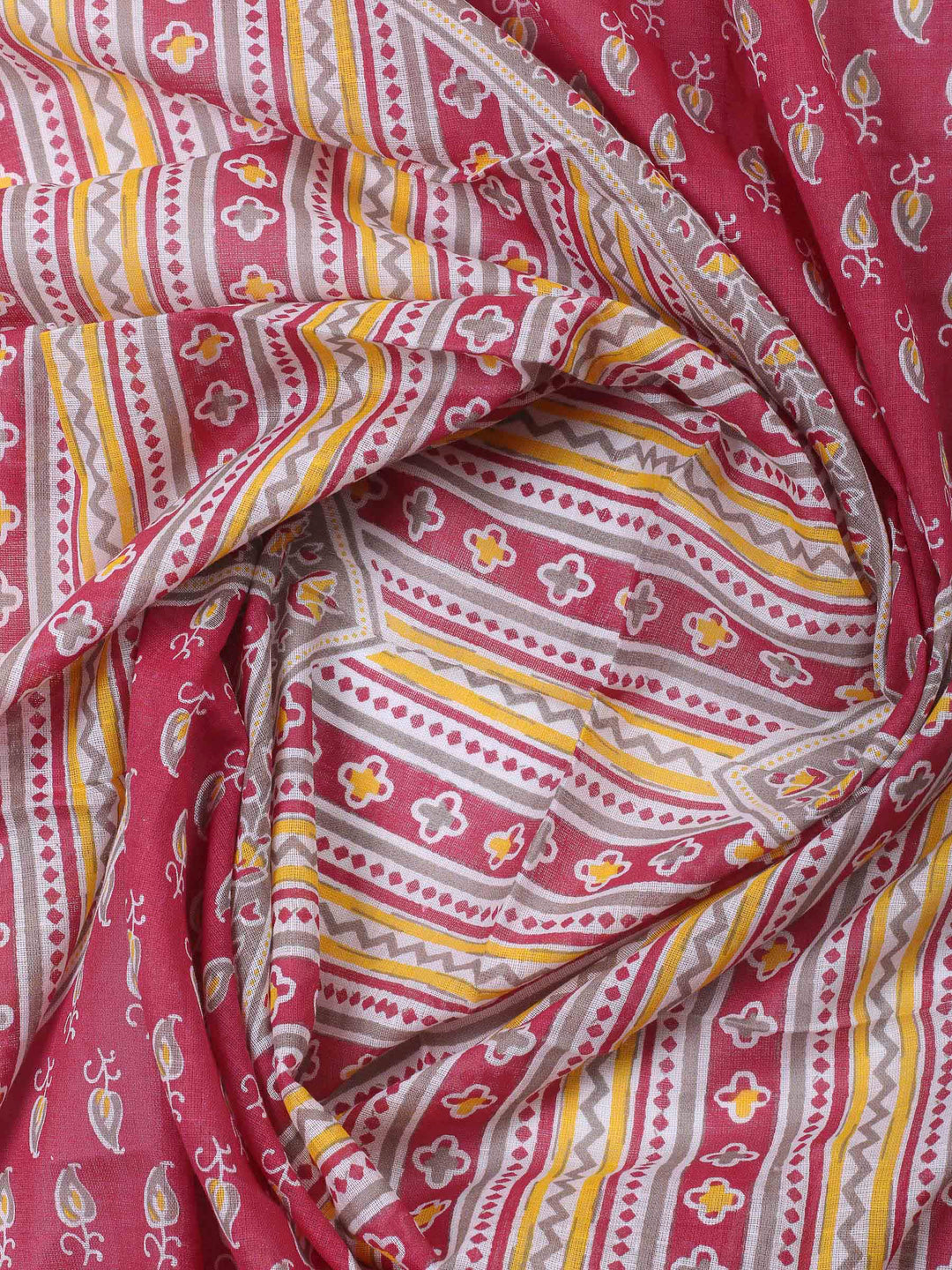 Onion Pink Printed Cotton Blend Unstitched Dress Material