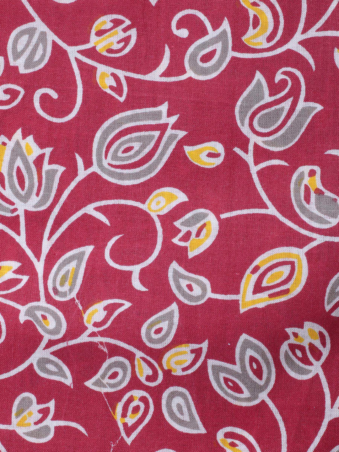 Onion Pink Printed Cotton Blend Unstitched Dress Material