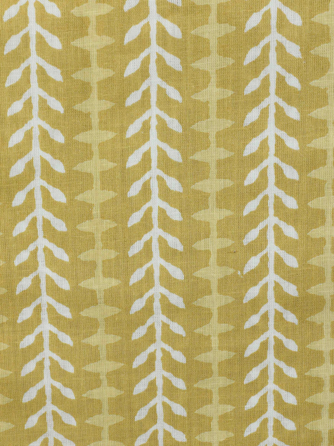 Mustard Printed Cotton Blend Unstitched Dress Material