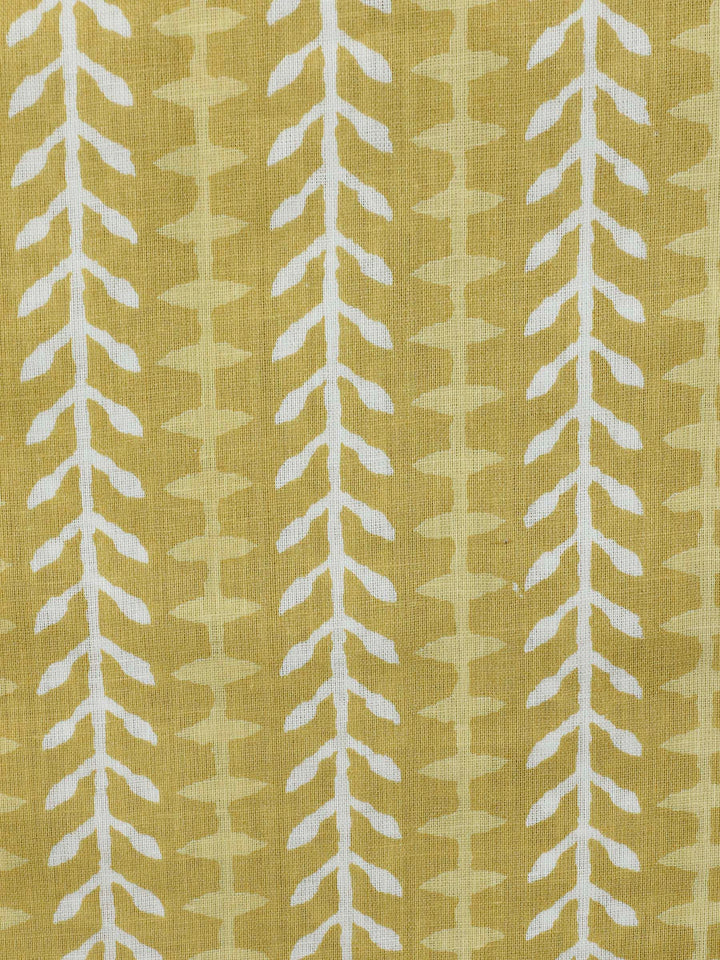 Mustard Printed Cotton Blend Unstitched Dress Material