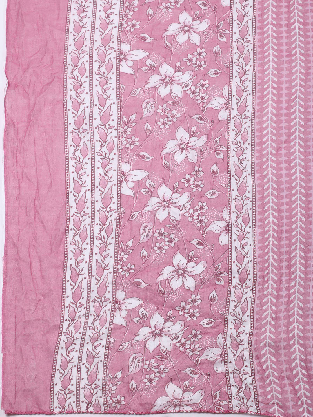 Pink Printed Cotton Blend Unstitched Dress Material