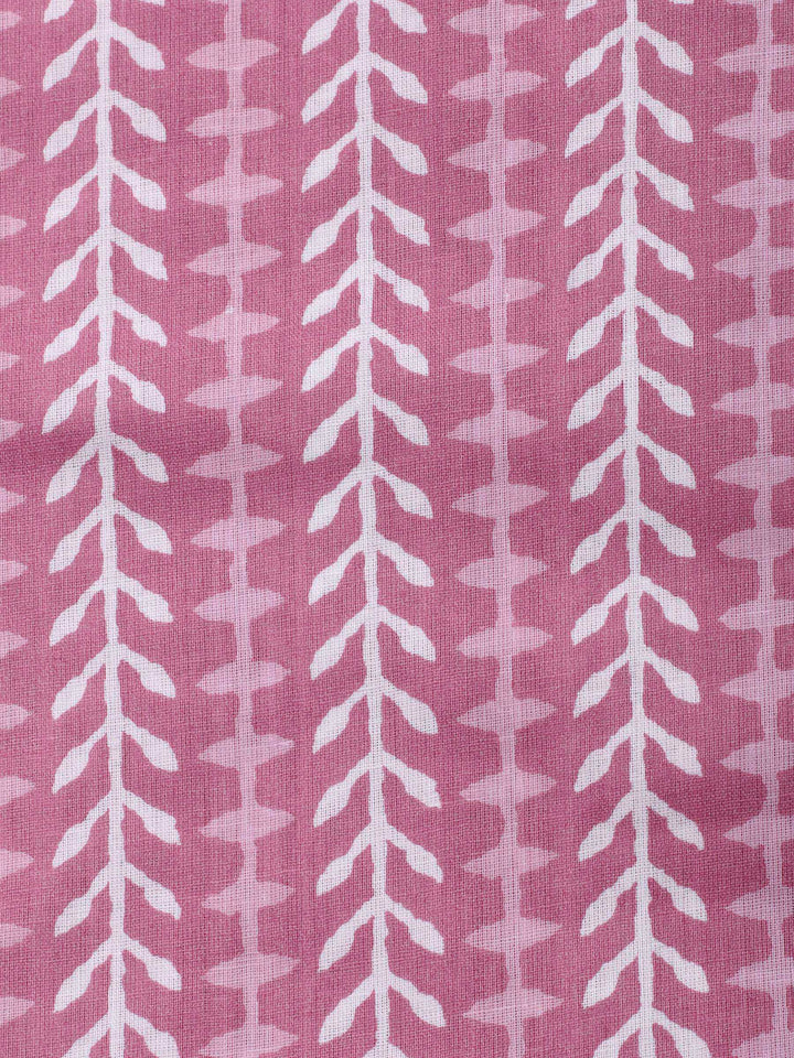Pink Printed Cotton Blend Unstitched Dress Material