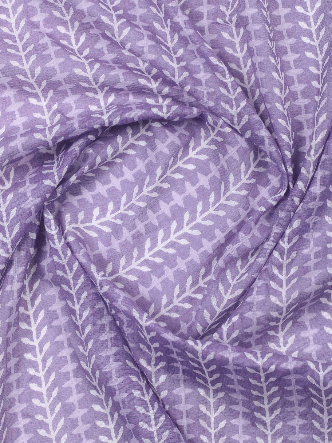 Purple Printed Cotton Blend Unstitched Dress Material