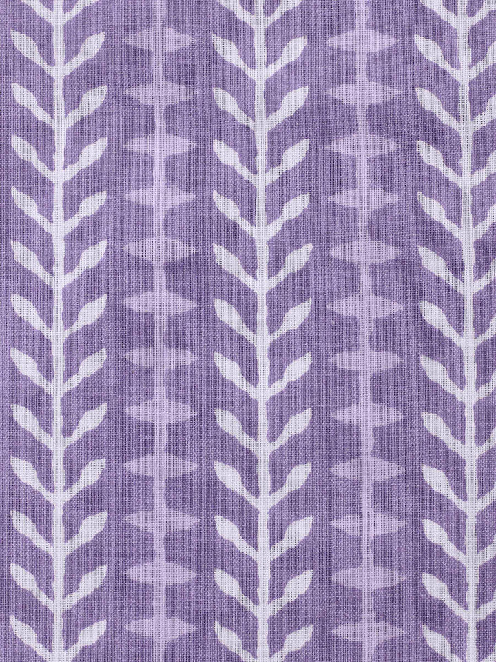Purple Printed Cotton Blend Unstitched Dress Material