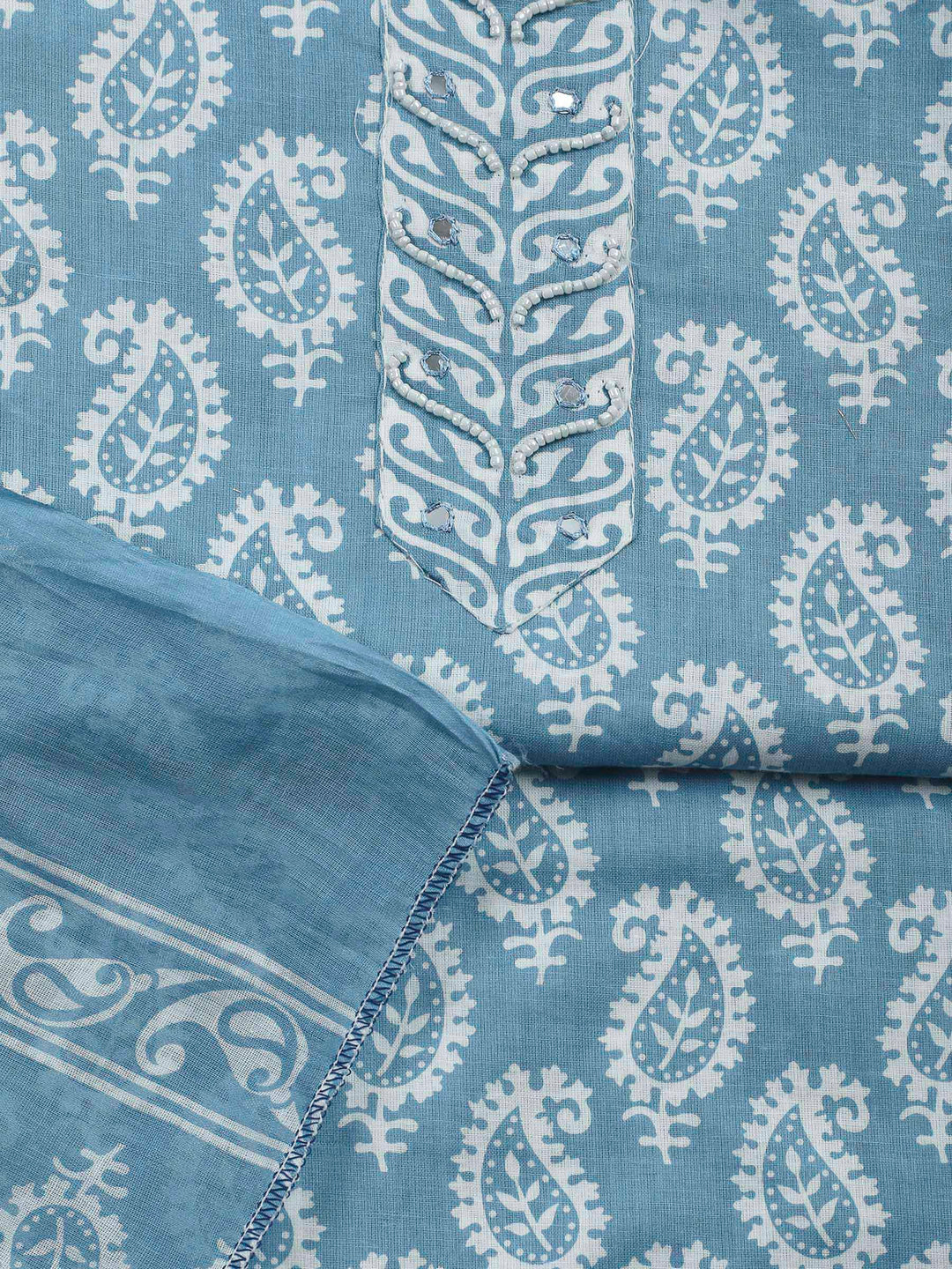 Grey Lt Printed Cotton Blend Unstitched Dress Material