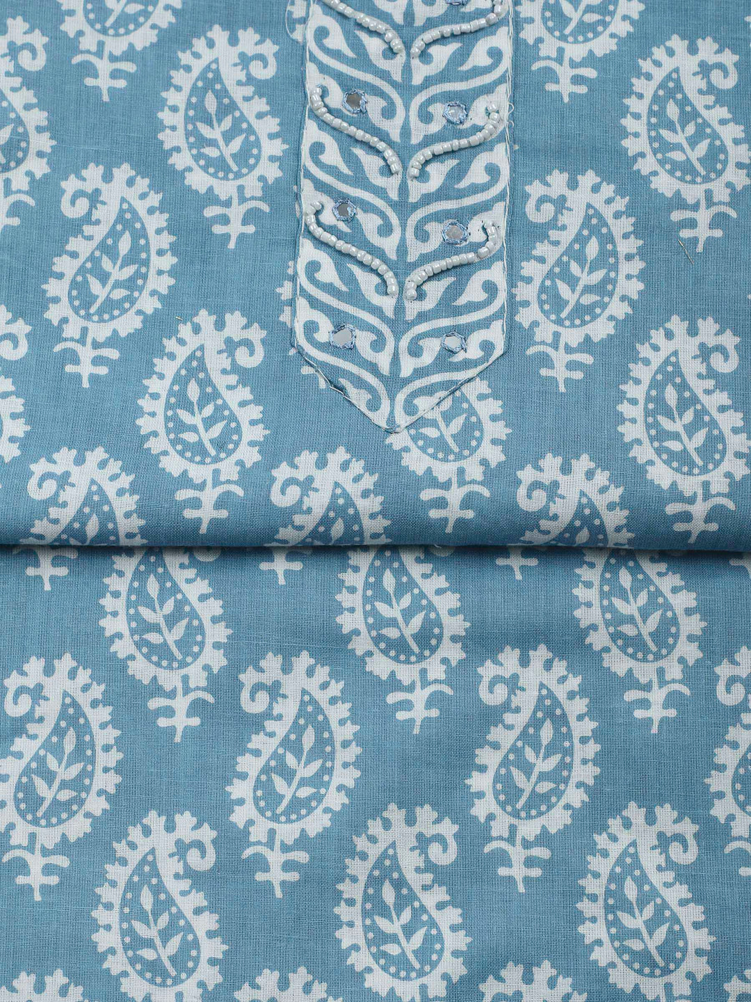 Grey Lt Printed Cotton Blend Unstitched Dress Material