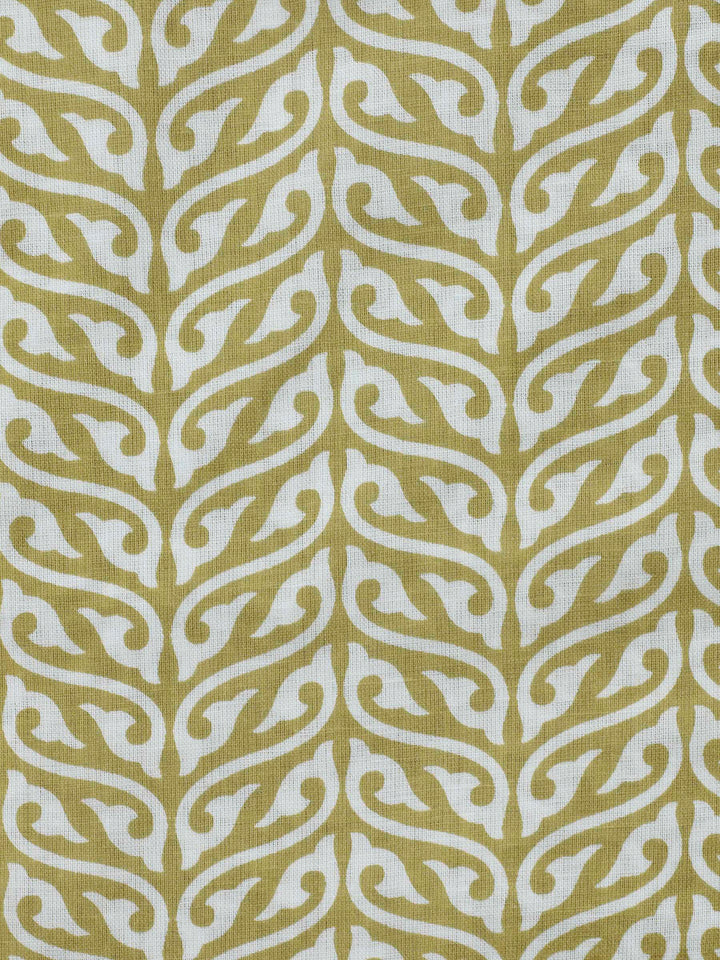 Olive Green Printed Cotton Blend Unstitched Dress Material
