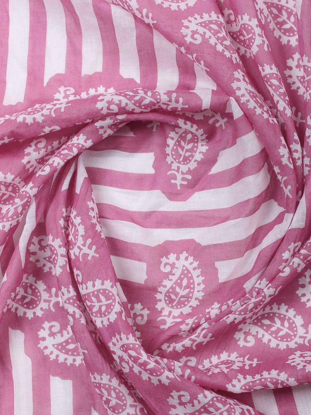 Onion Pink Printed Cotton Blend Unstitched Dress Material