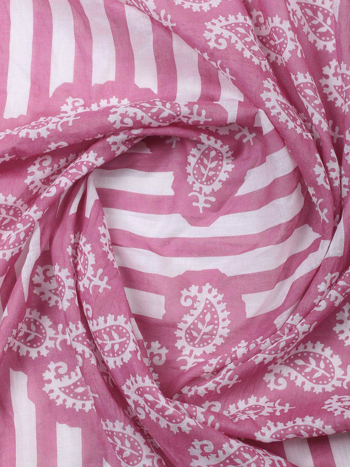 Onion Pink Printed Cotton Blend Unstitched Dress Material