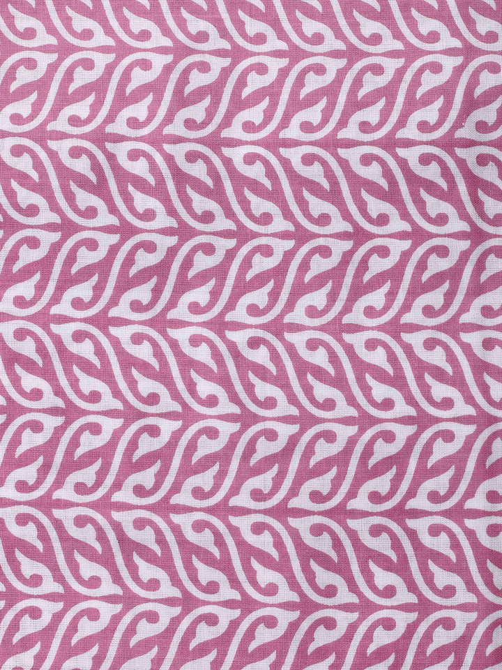 Onion Pink Printed Cotton Blend Unstitched Dress Material