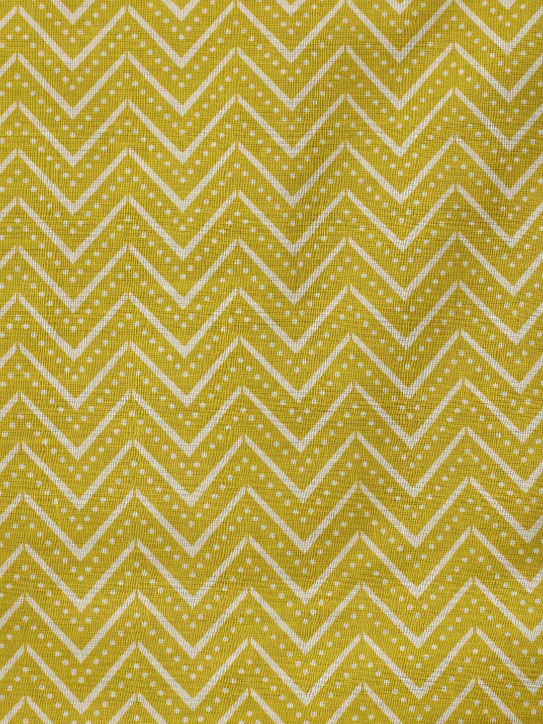 Mustard Printed Cotton Blend Unstitched Dress Material