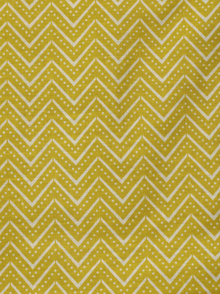 Mustard Printed Cotton Blend Unstitched Dress Material