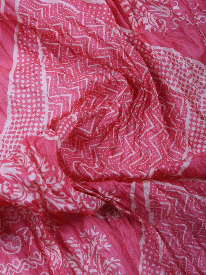 Onion Pink Printed Cotton Blend Unstitched Dress Material