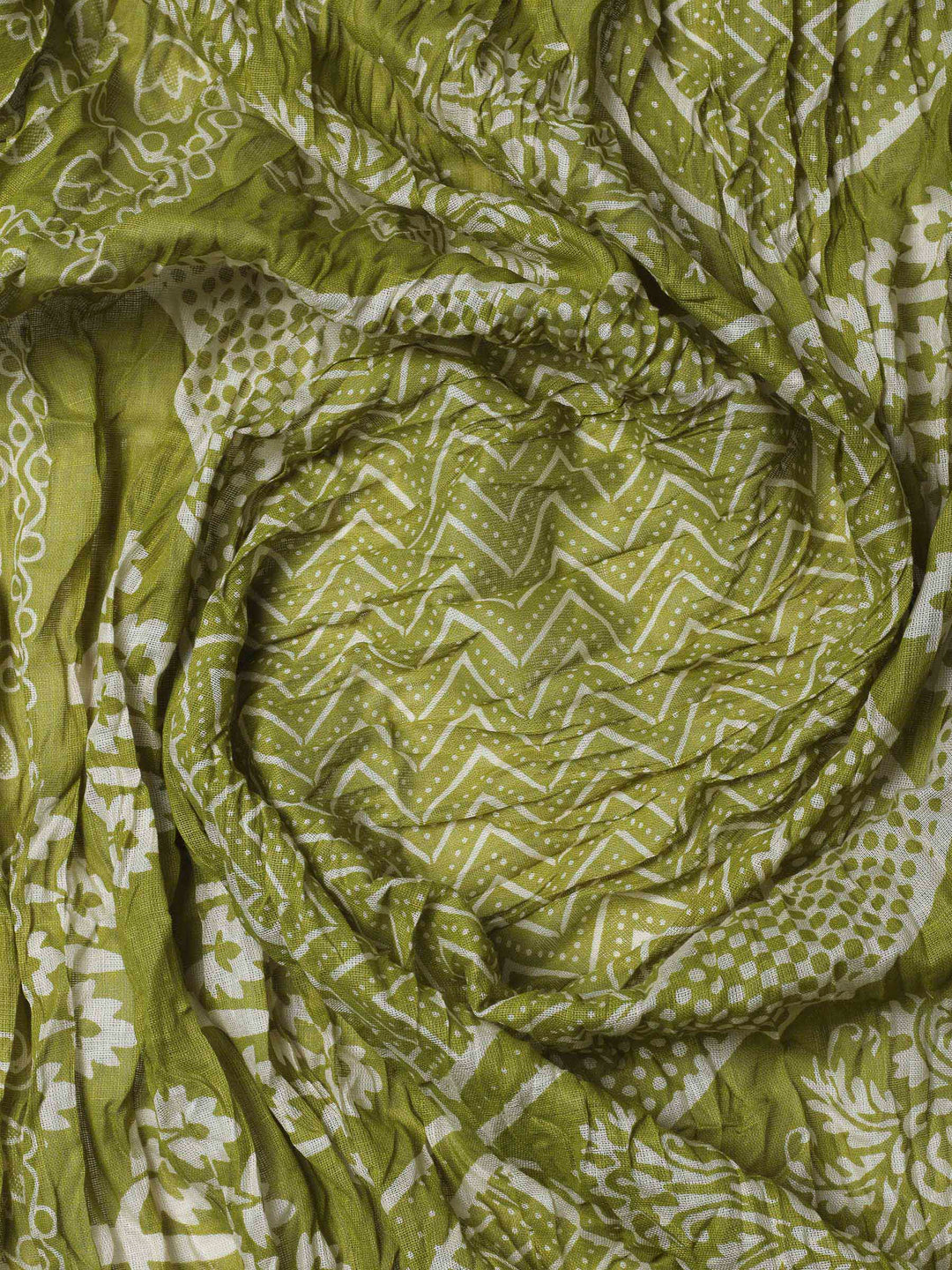 Pista Green Printed Cotton Blend Unstitched Dress Material