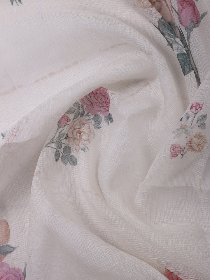 Lavender Embroidery Linen Unstitched Dress Material