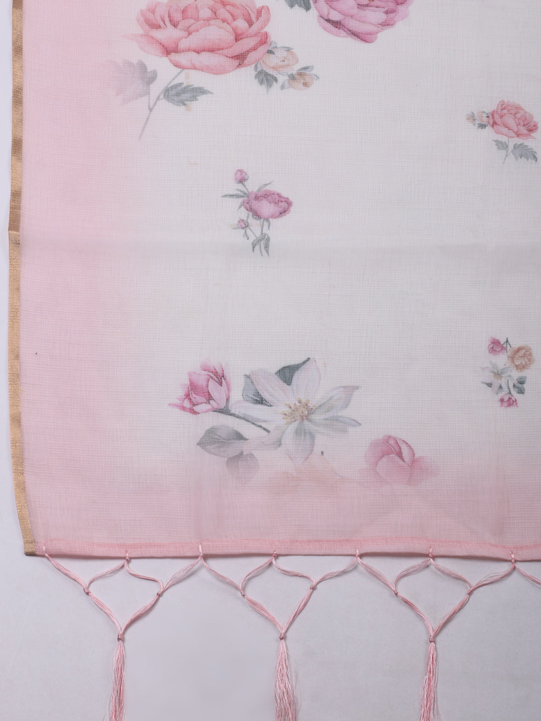 Pink Embroidery Linen Unstitched Dress Material