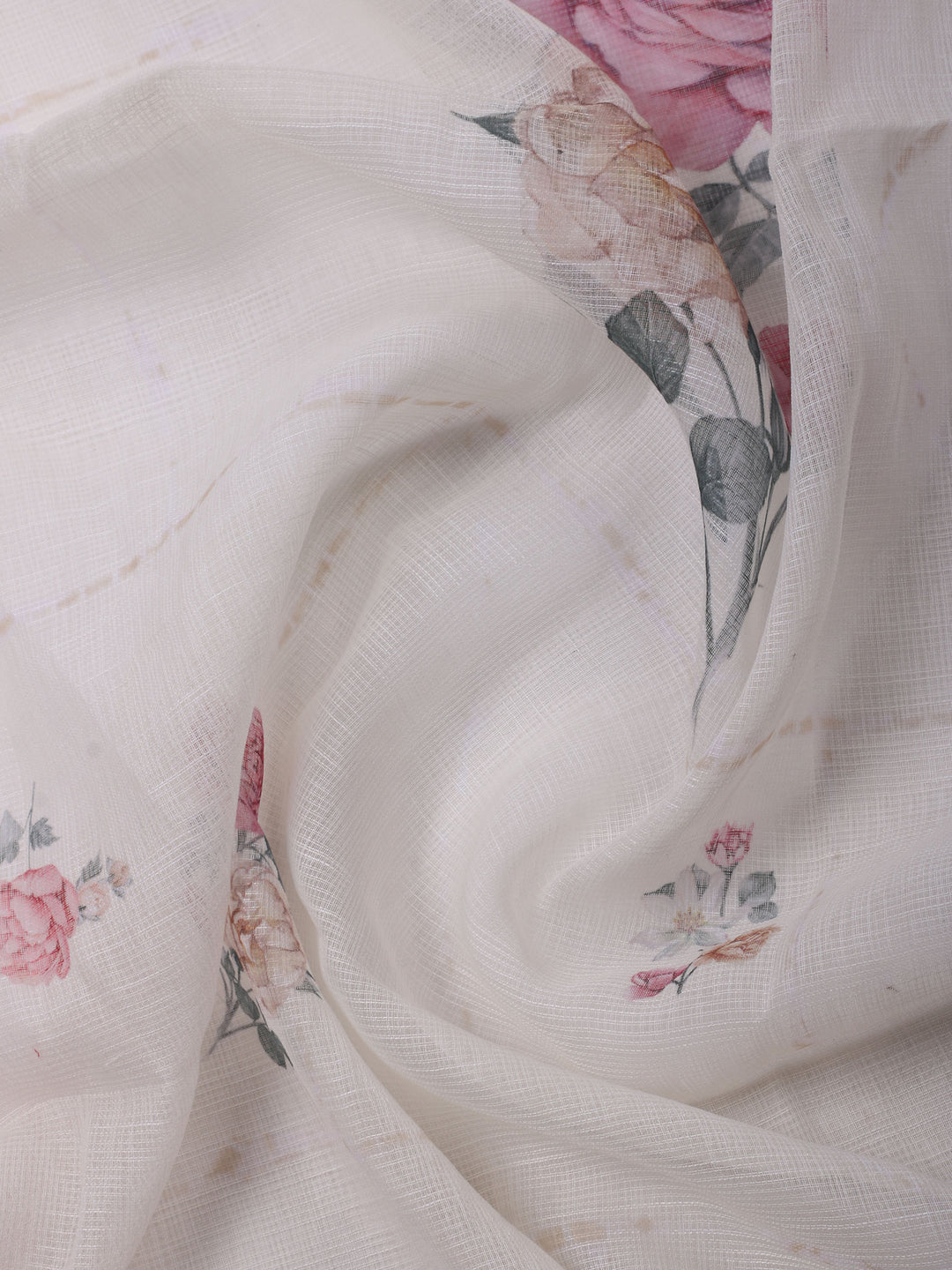 Pink Embroidery Linen Unstitched Dress Material