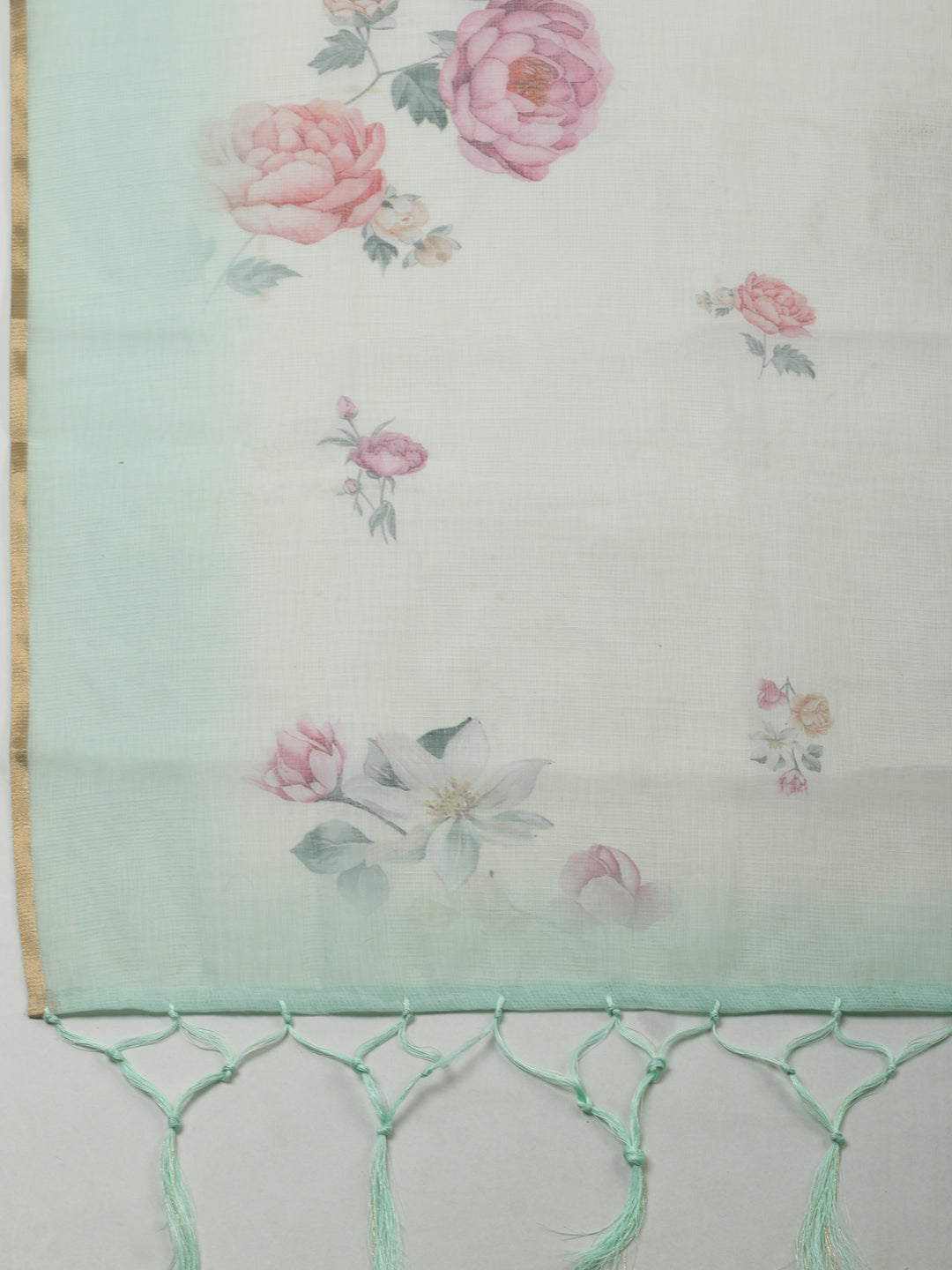 Sea Green Embroidery Linen Unstitched Dress Material